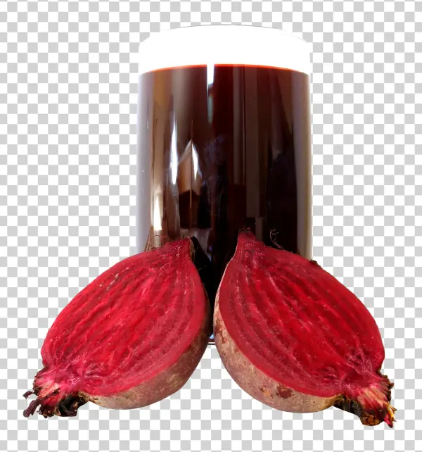 Beetroot Halves and Juice Glass PNG Transparent Background