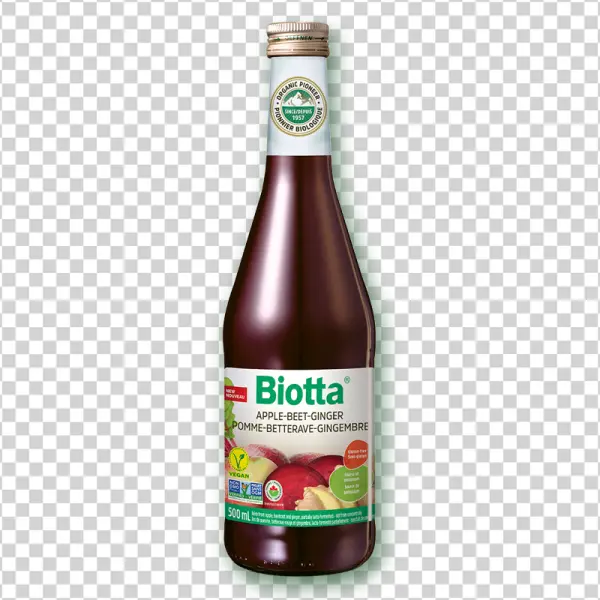 Biotta Apple Beet Ginger Juice Bottle PNG Transparent
