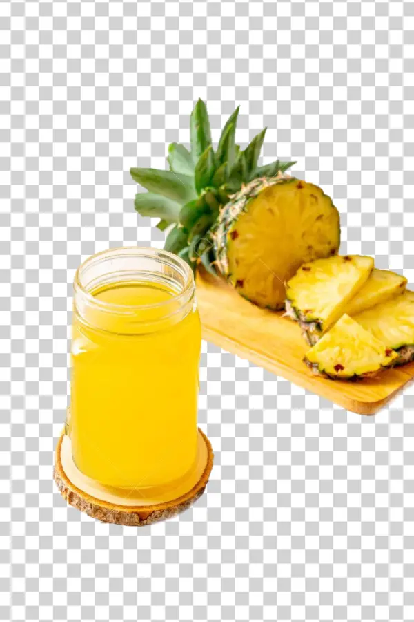 Pineapple Juice with Fresh Slices PNG Transparent