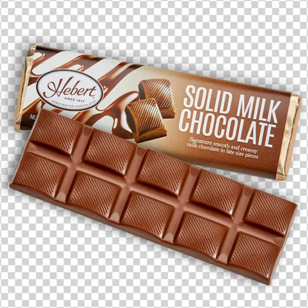 Solid Milk Chocolate Bar and Wrapper PNG Transparent