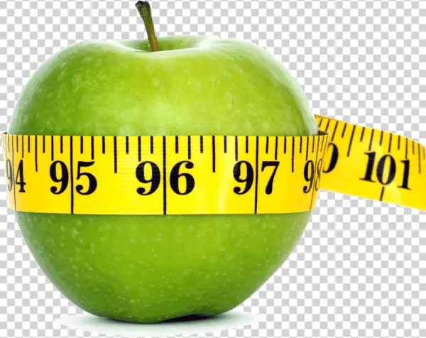 Green Apple with Measuring Tape PNG Transparent Background