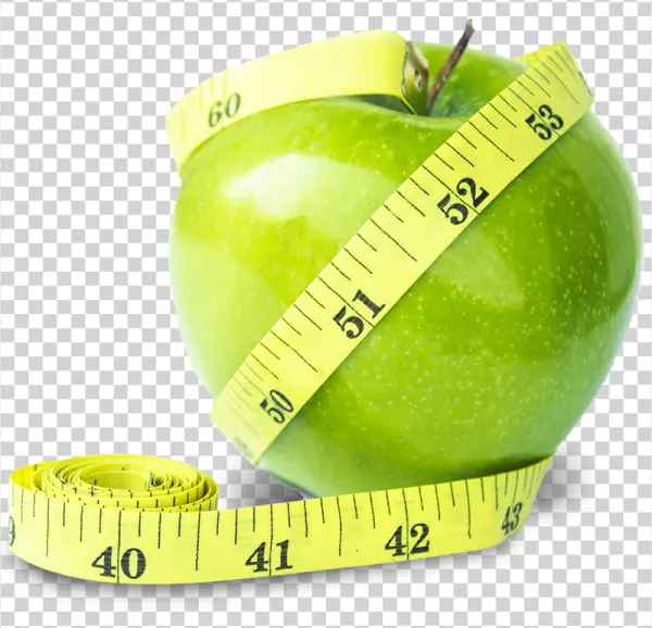 Green Apple with Measuring Tape PNG Transparent
