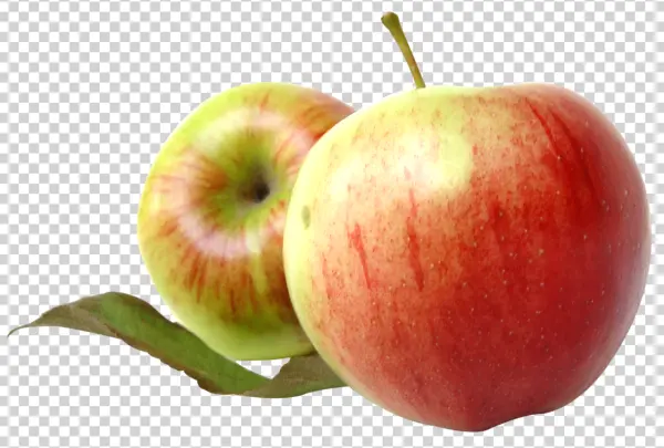 Two Fresh Apples with Leaf PNG Transparent Background