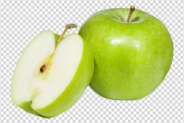 Green Apple Whole and Half Cut PNG Transparent Background