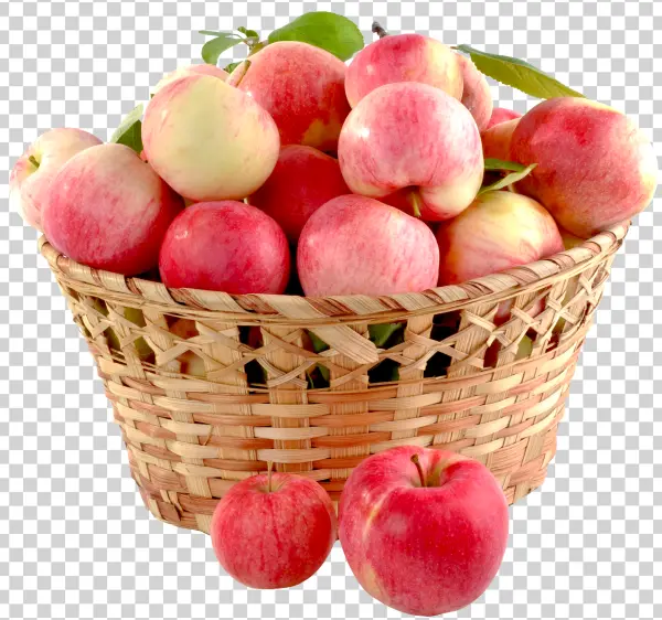 Fresh Apples in Woven Basket PNG Transparent