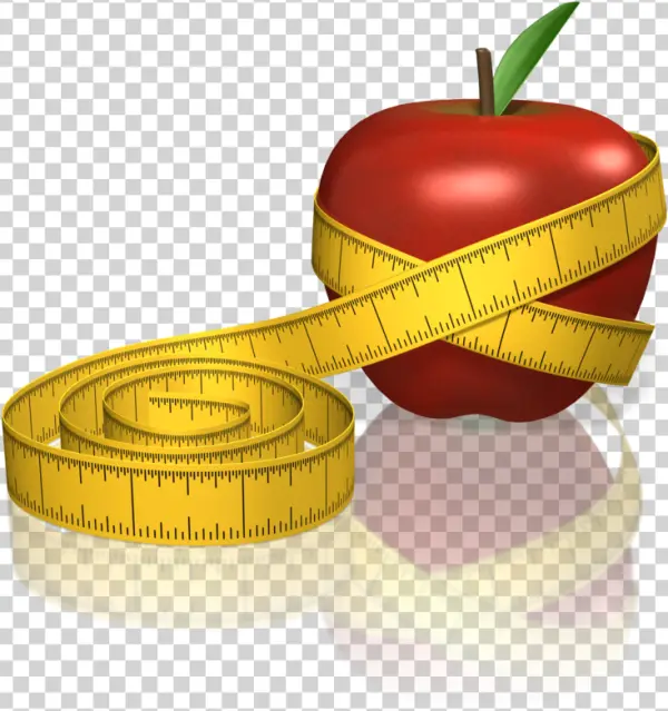 Red Apple with Measuring Tape PNG Transparent Background