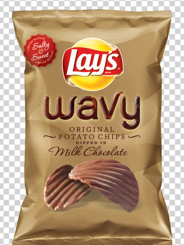 Lay's Wavy Milk Chocolate Potato Chips Bag PNG