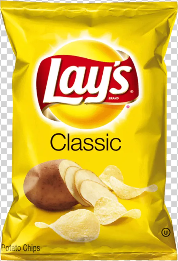 Lay's Classic Potato Chips Bag PNG Transparent