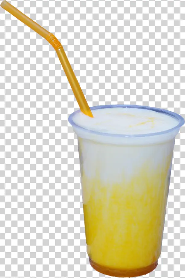 Mango Lassi Drink with Straw PNG Transparent Background