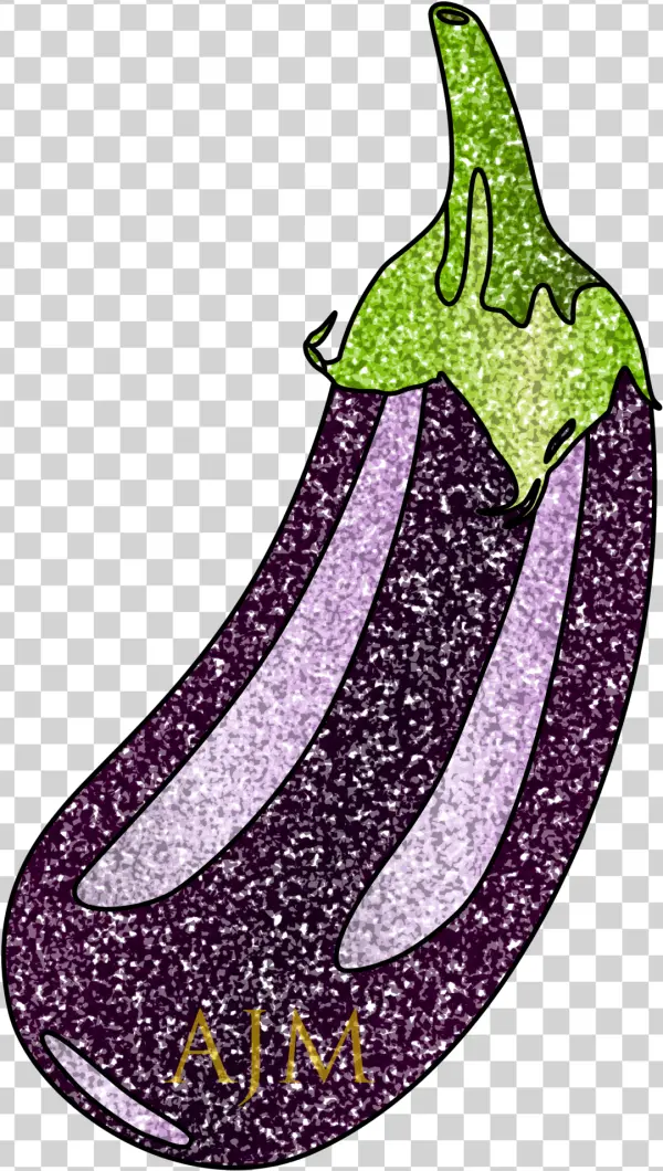 Glittery Purple Eggplant PNG Transparent Background