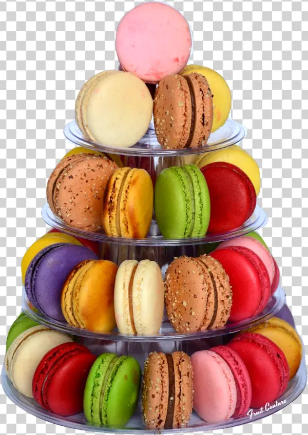 Colorful Macaron Dessert Tower PNG