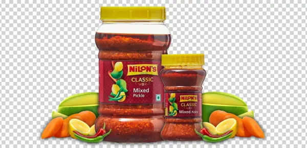 Nilon's Classic Mixed Pickle Jars with Ingredients PNG