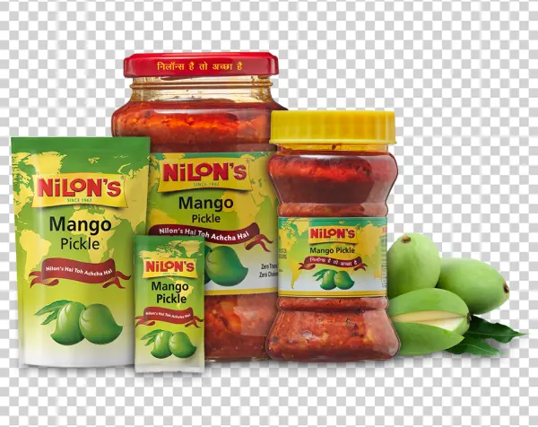 Nilon's Mango Pickle Product Range with Raw Mangoes PNG