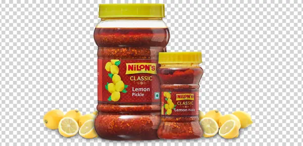 Nilon's Classic Lemon Pickle Jars with Fresh Lemons PNG