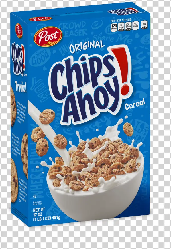 Post Chips Ahoy Original Cereal Box PNG Transparent Background