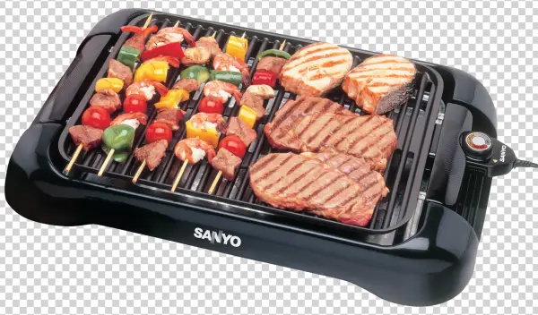 Sanyo Electric Grill with Mixed BBQ Food PNG