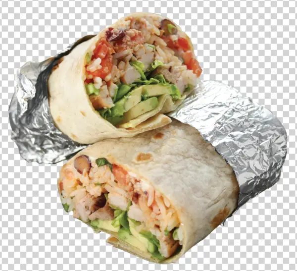 Delicious Burrito Cut in Half PNG Transparent