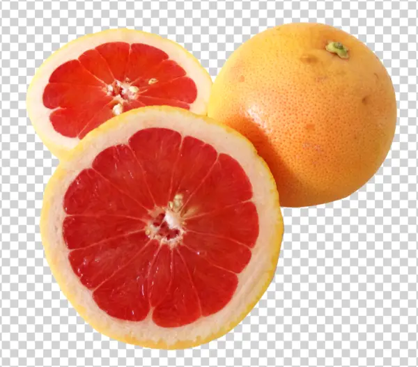 Red Grapefruit Slices and Whole Fruit PNG