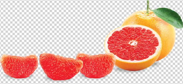 Fresh Pink Grapefruit with Slices PNG Transparent