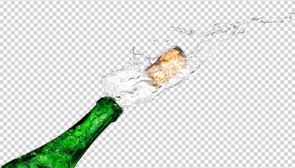 Champagne Bottle Popping with Splash PNG
