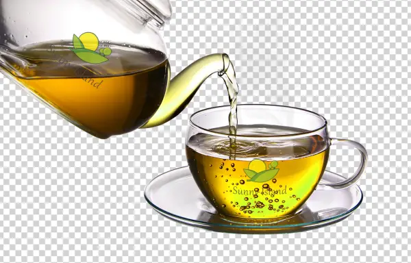 Glass Teapot Pouring Tea into Cup Transparent PNG