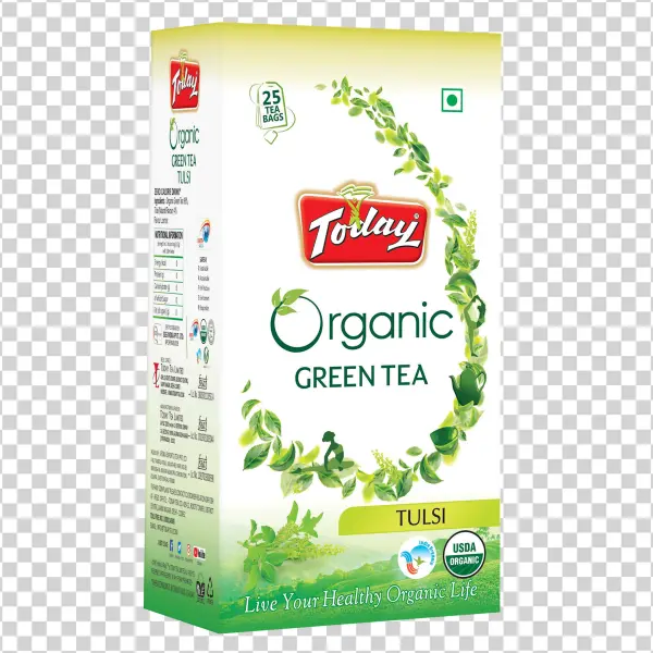 Today Organic Green Tea Tulsi Box PNG Transparent