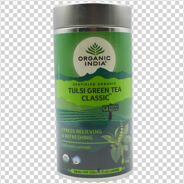 Organic India Tulsi Green Tea Classic Tin PNG