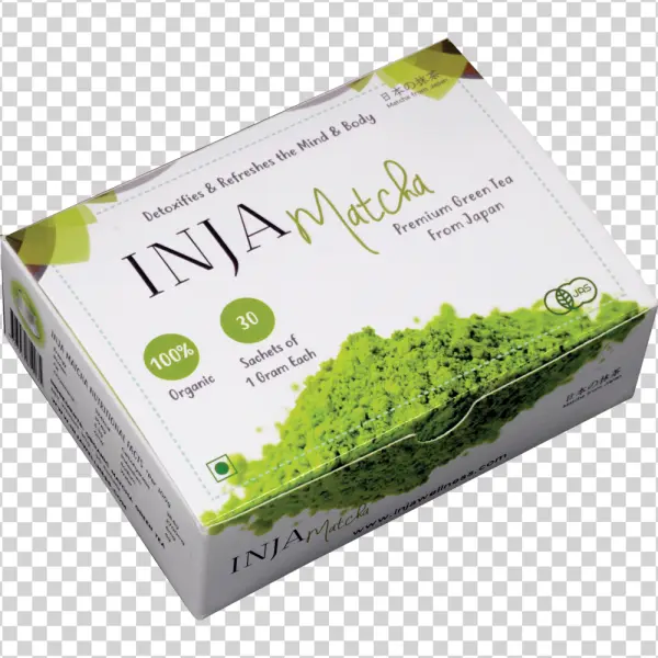 INJA Matcha Green Tea Box PNG Transparent Background