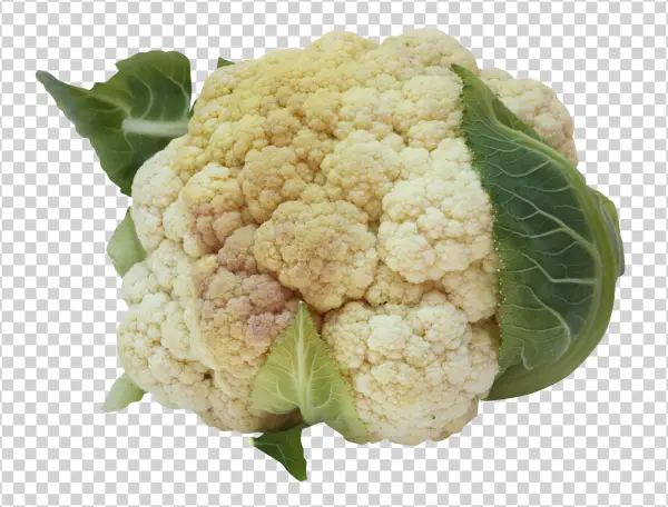 Fresh Cauliflower with Leaves PNG Transparent Background