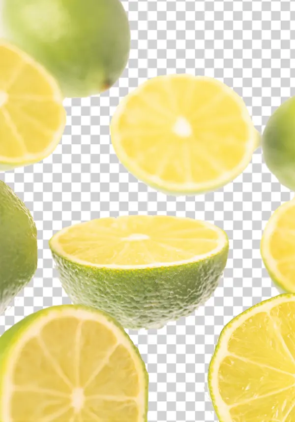 Limes Whole and Sliced PNG Transparent Background