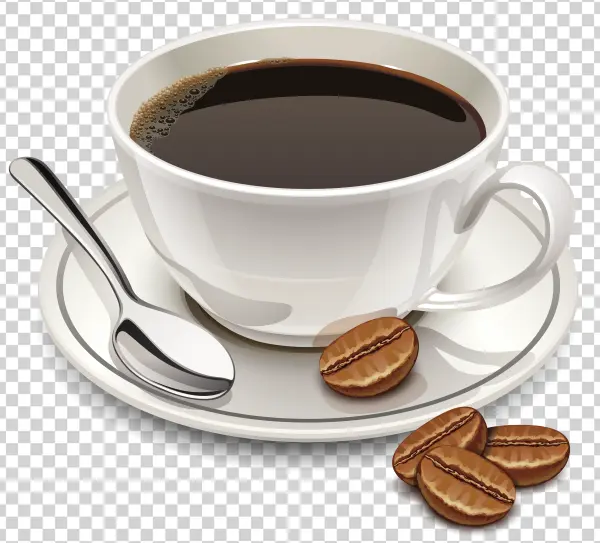 Coffee Cup with Beans and Spoon PNG