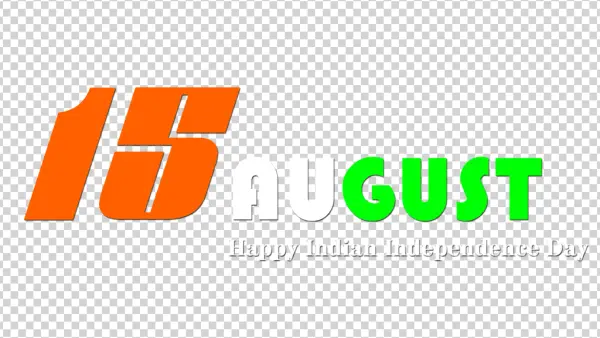 15 August Indian Independence Day Text PNG