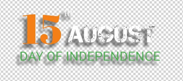 15th August Independence Day Text PNG Transparent