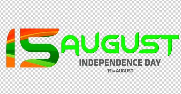 15 August Independence Day Text Design PNG