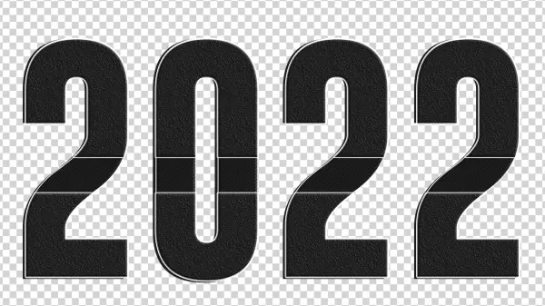 2022 Black Textured Numbers Transparent PNG