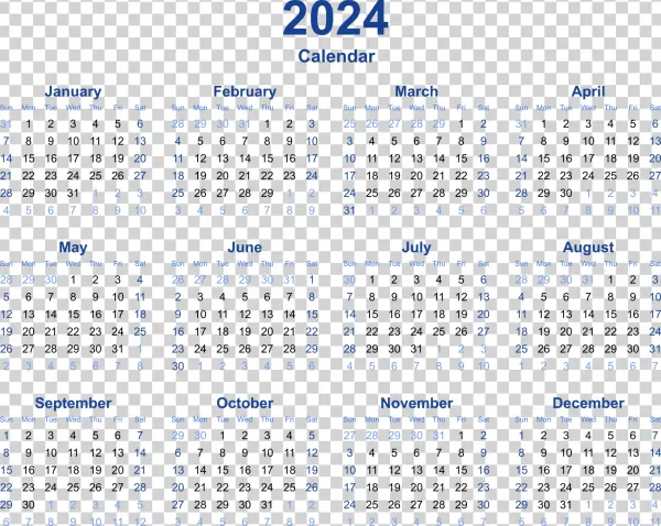 2024 Calendar PNG Transparent Background