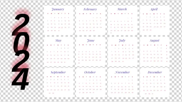 2024 Calendar Transparent Background PNG