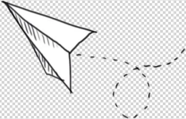 Hand-Drawn Paper Airplane Dotted Path PNG