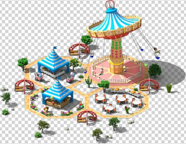 Isometric Amusement Park Scene PNG Transparent Background