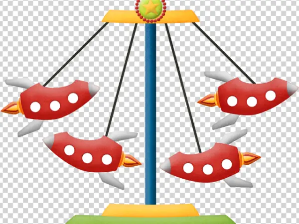 Cartoon Rocket Carousel Ride PNG Transparent Background