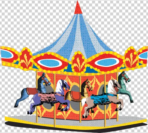Colorful Merry-Go-Round Carousel PNG Transparent Background