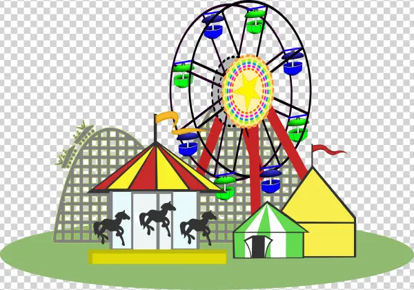 Amusement Park Carnival Scene PNG Transparent