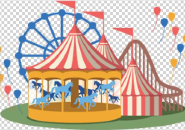 Carnival Amusement Park Scene PNG Transparent Background