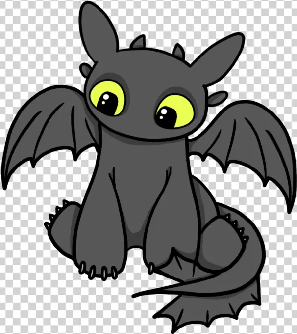 Cute Black Dragon Cartoon PNG Transparent Background