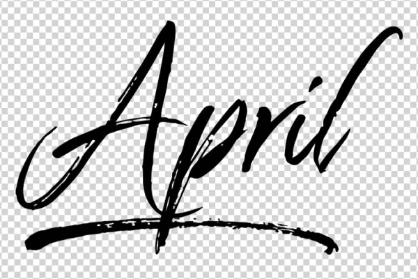 April Script Lettering PNG Transparent Background