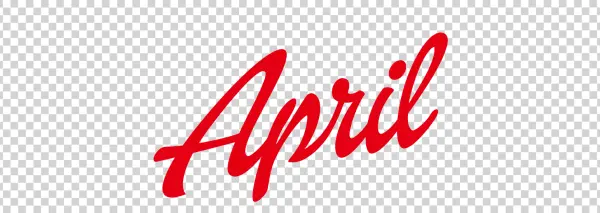 Red Cursive April Text PNG Transparent Background