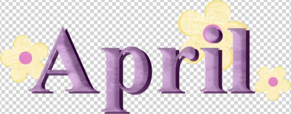 April Text with Flowers PNG Transparent Background