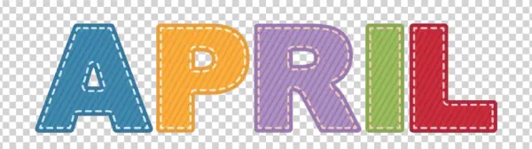 Colorful Fabric April Text PNG