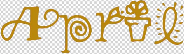 Stylized April Month Name PNG Transparent Background