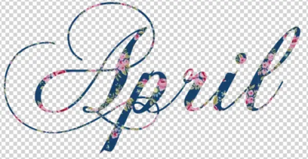 April Floral Text PNG Transparent Background